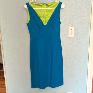 Elie Tahari sleeveless turquoise sheath dress